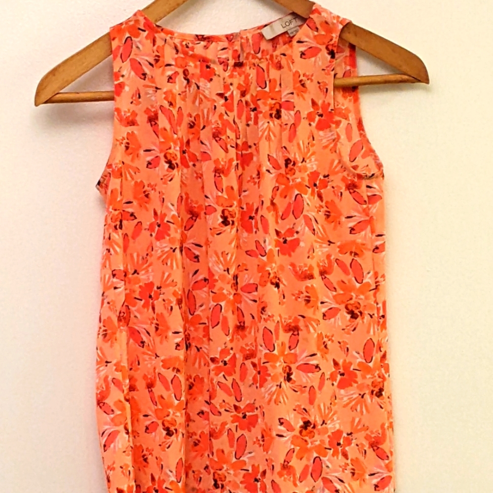 LOFT XXS Petite Sleeveless Pink/Orange Tank Shirt